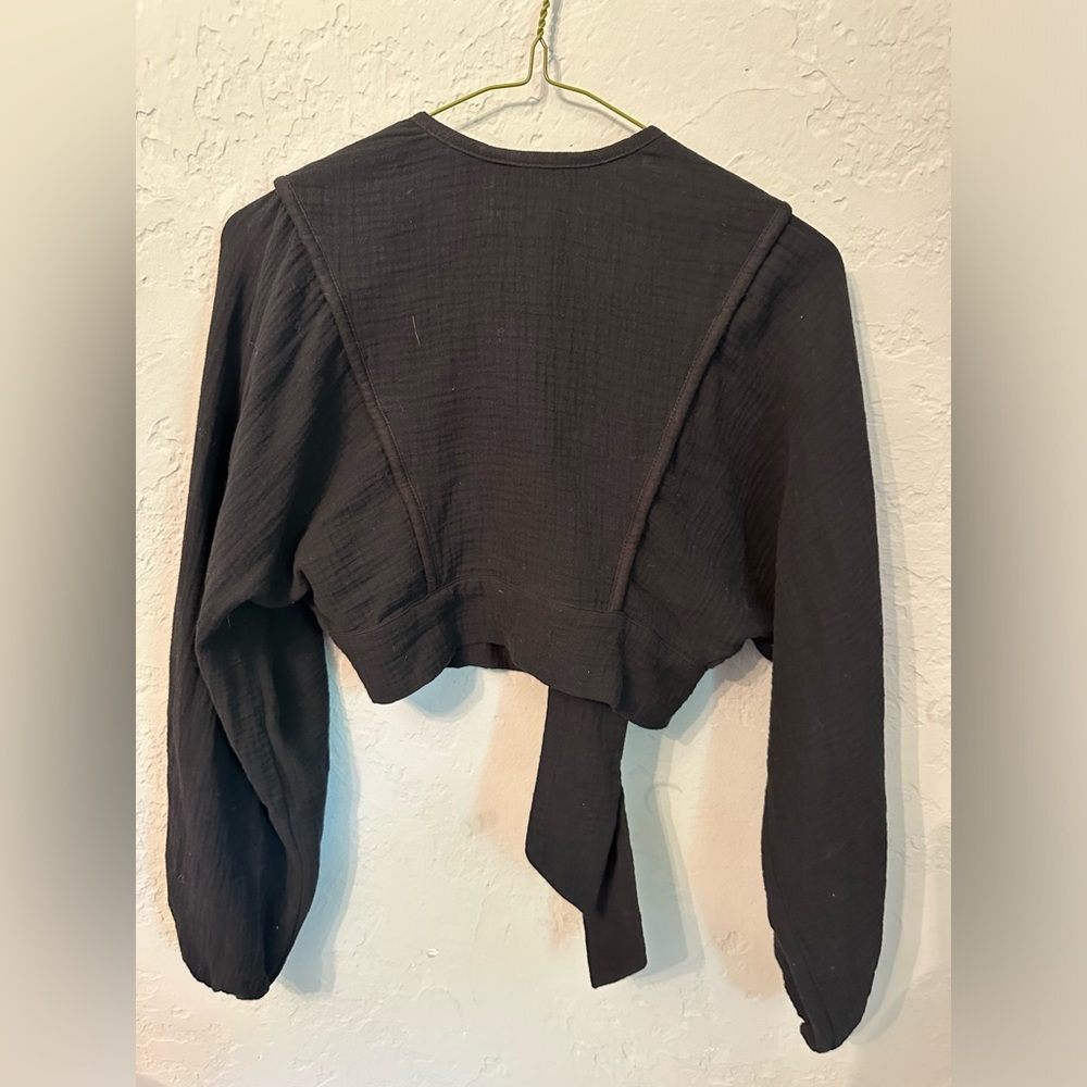 10. Urban Outfitters Gray Cropped Sailor Collar Blouse - Picture 2 of 4